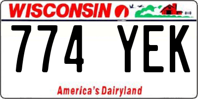 WI license plate 774YEK