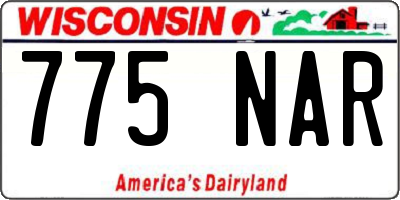 WI license plate 775NAR