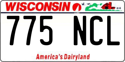 WI license plate 775NCL