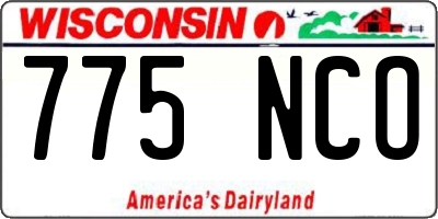 WI license plate 775NCO