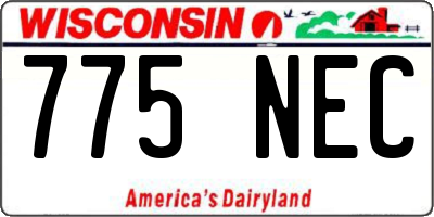 WI license plate 775NEC