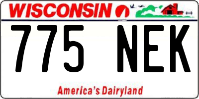 WI license plate 775NEK