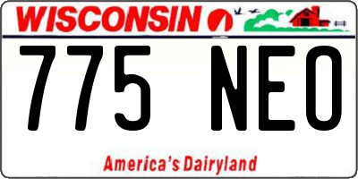 WI license plate 775NEO
