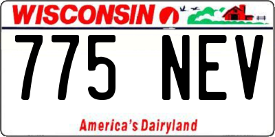 WI license plate 775NEV