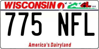 WI license plate 775NFL