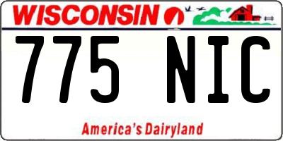 WI license plate 775NIC