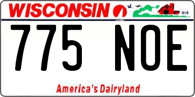 WI license plate 775NOE