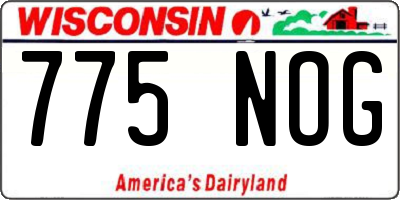 WI license plate 775NOG