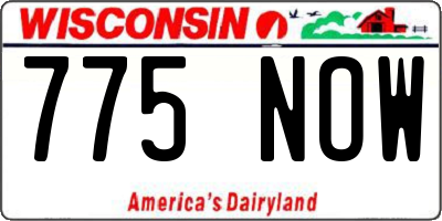 WI license plate 775NOW
