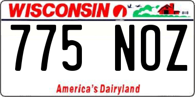 WI license plate 775NOZ