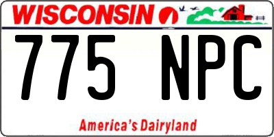 WI license plate 775NPC