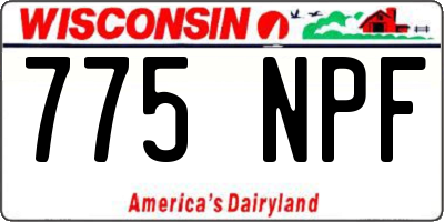 WI license plate 775NPF
