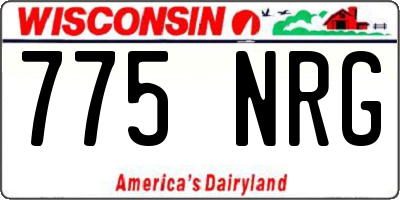 WI license plate 775NRG