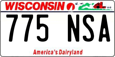 WI license plate 775NSA