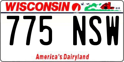 WI license plate 775NSW