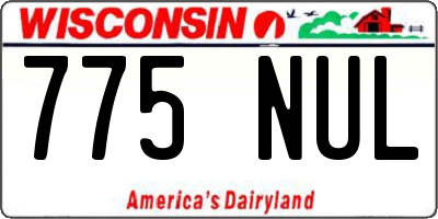 WI license plate 775NUL