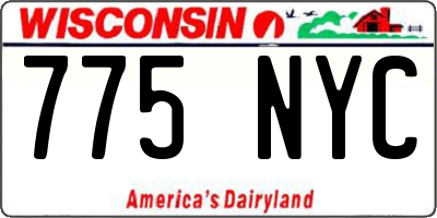 WI license plate 775NYC
