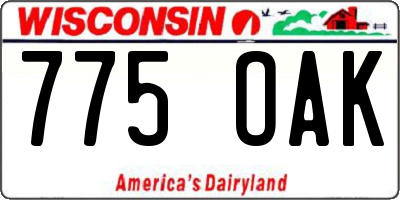 WI license plate 775OAK