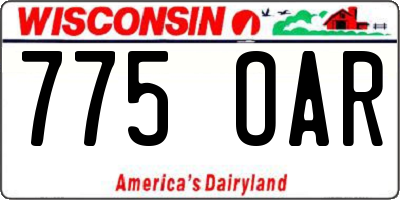 WI license plate 775OAR