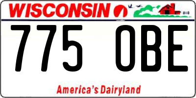 WI license plate 775OBE