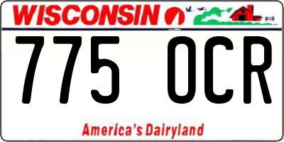 WI license plate 775OCR