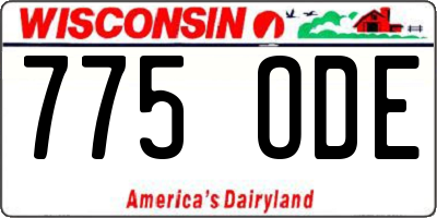 WI license plate 775ODE