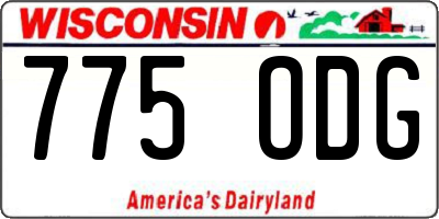 WI license plate 775ODG