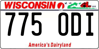 WI license plate 775ODI