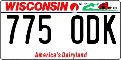 WI license plate 775ODK