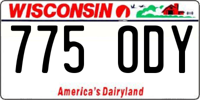 WI license plate 775ODY