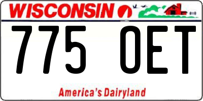 WI license plate 775OET