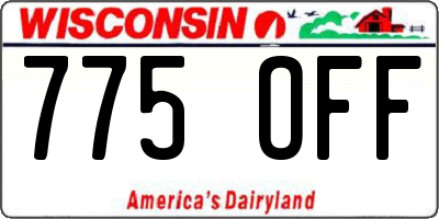 WI license plate 775OFF