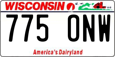 WI license plate 775ONW