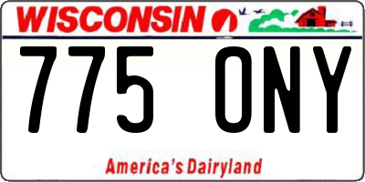 WI license plate 775ONY