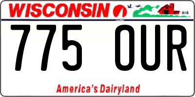 WI license plate 775OUR