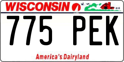 WI license plate 775PEK