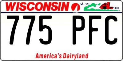 WI license plate 775PFC