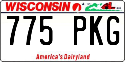 WI license plate 775PKG