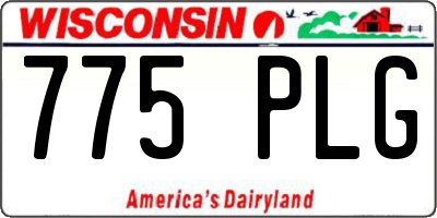 WI license plate 775PLG