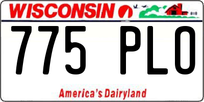 WI license plate 775PLO