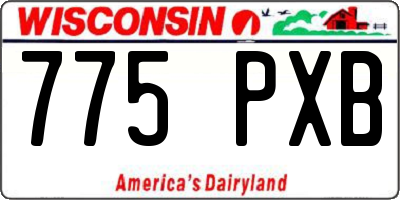 WI license plate 775PXB