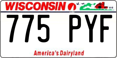 WI license plate 775PYF