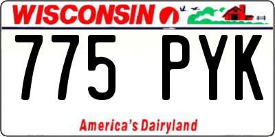 WI license plate 775PYK