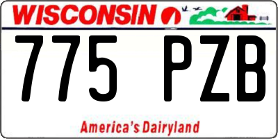 WI license plate 775PZB