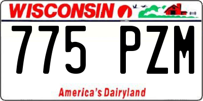 WI license plate 775PZM