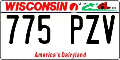 WI license plate 775PZV