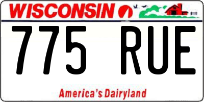 WI license plate 775RUE