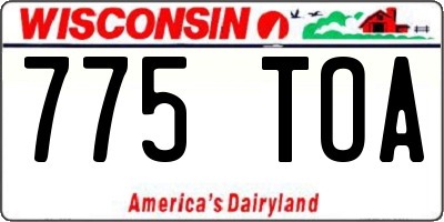 WI license plate 775TOA