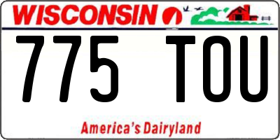 WI license plate 775TOU