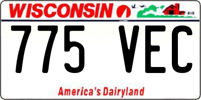 WI license plate 775VEC